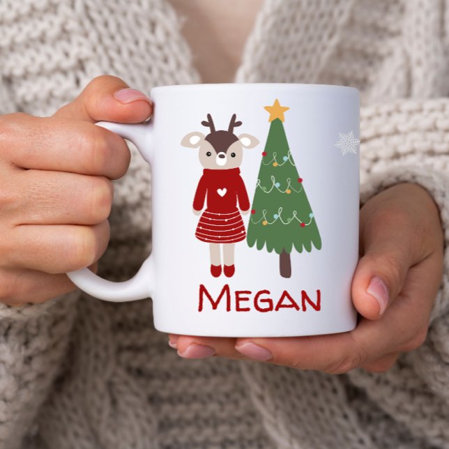 Barn jul Personlig mugg (Cute Christmas mug, personalized kids mug, personalized christmas mug, mug with kids name, hot cocoa)