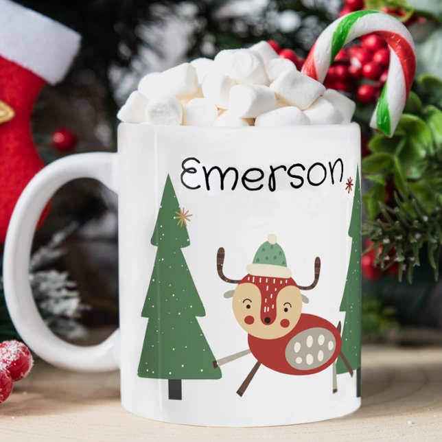 Barn jul Personlig mugg (Cute Christmas mug, personalized kids mug, personalized christmas mug, mug with kids name, hot cocoa)