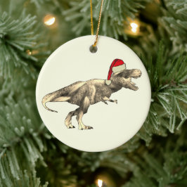 Barn Jul T-Rex Dinosaurie Tomte Julgransprydnad Keramik