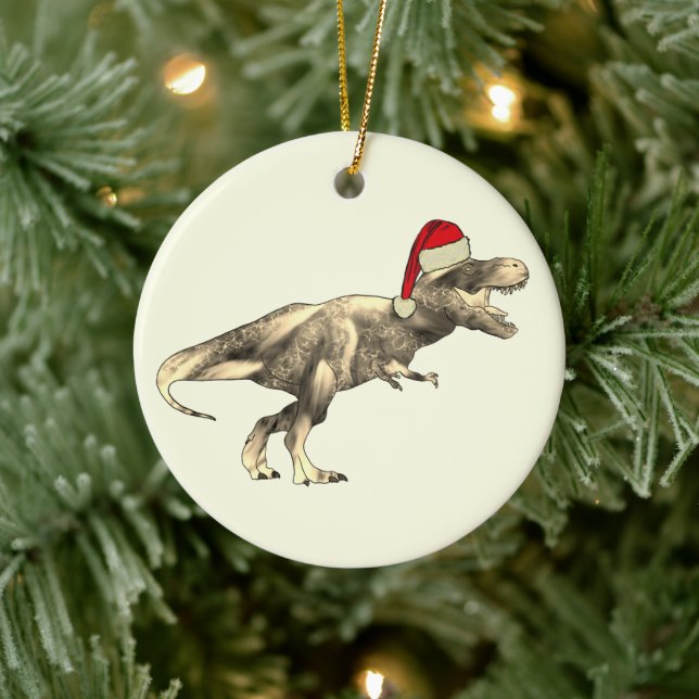 Barn Jul T-Rex Dinosaurie Tomte Julgransprydnad Keramik (Träd)
