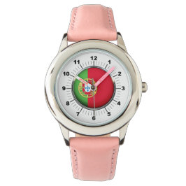 Barn Justable Portugal Flagga Rosa Hearjärt Armbandsur