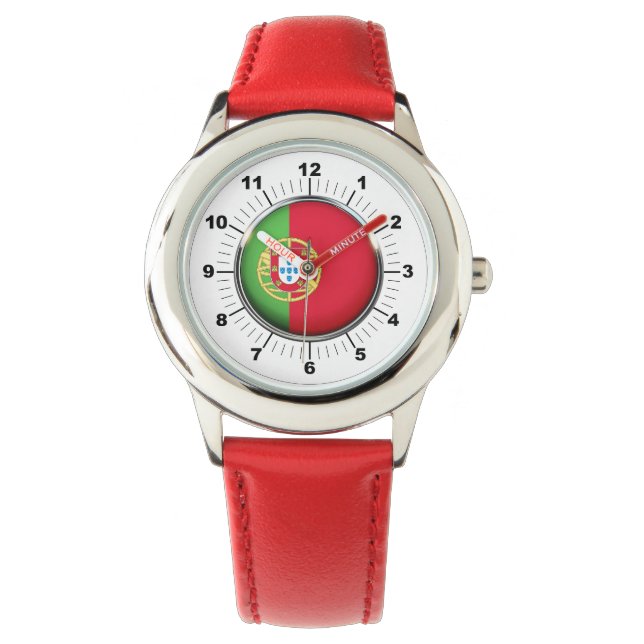 Barn justerbar Portugal Flagga Red Numbere Armbandsur (Framsida)