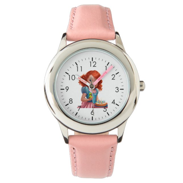 Barn Justerbar rosa hjärtklocka Armbandsur (Framsida)