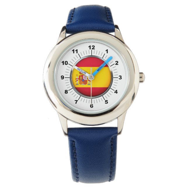 Barn Justerbart Spaniens Flagga Blånummer Armbandsur (Framsida)