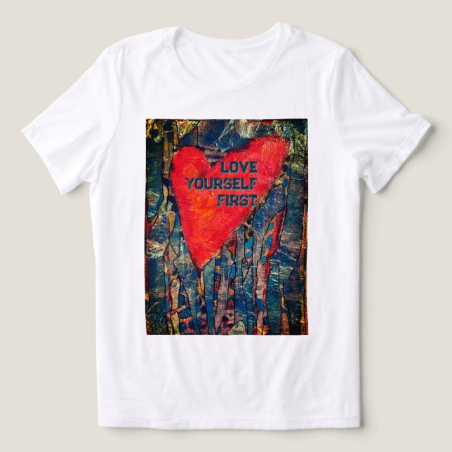 Barn "Kärlek Yourself First" Mosaic Heart t-shirt (Design Framsida)