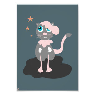 Barn Kat Illustration Söt Tecknad Kattunge Fototryck