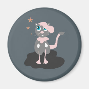 Barn Kat Illustration Söt Tecknad Kattunge Magnet