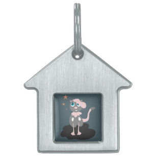 Barn Kat Illustration Söt Tecknad Kattunge Namnbricka Husdjur
