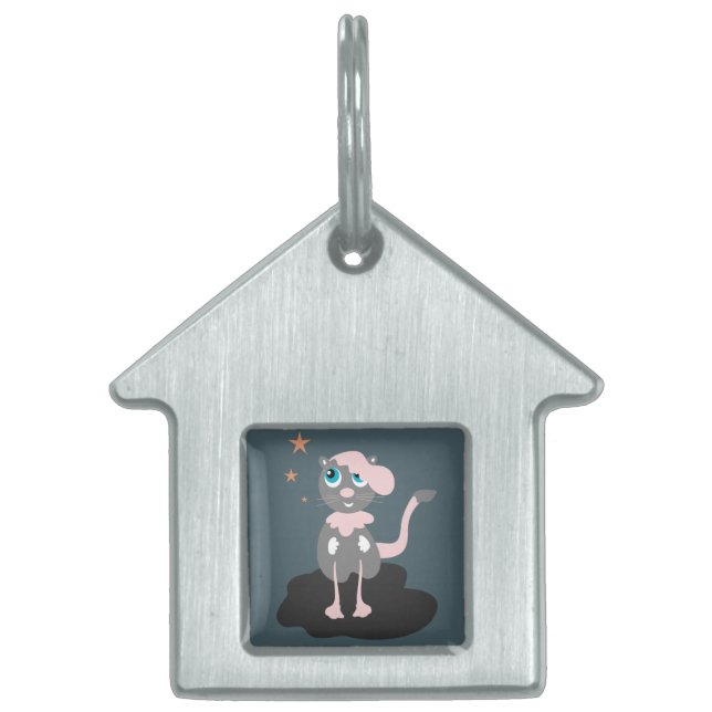 Barn Kat Illustration Söt Tecknad Kattunge Namnbricka Husdjur (Framsidan)