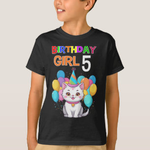 Barn Katt Birthday 5 Födelsedagsfest Girls 5th Bir T Shirt