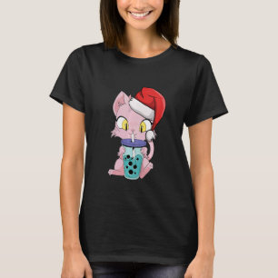 Barn Katt Dricker Boba Jul Pyjamas Santa Hatt T Shirt