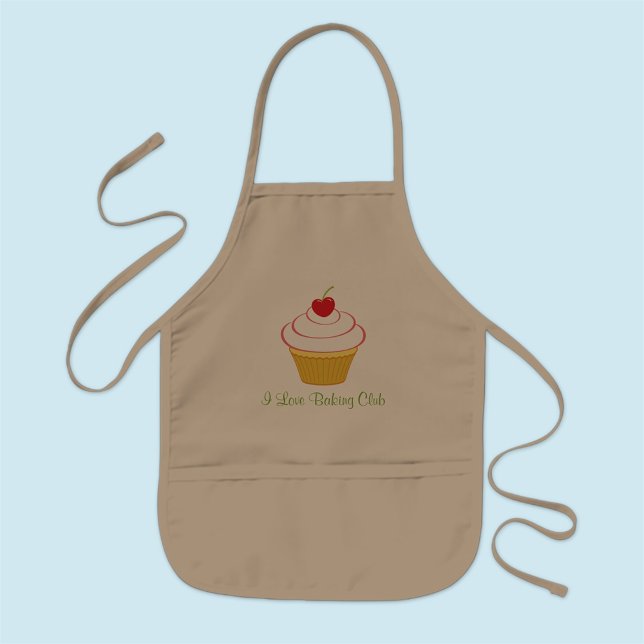 Barn Khaki Anpassningsbar Apron I Kärlek Baking Kl Barnförkläde (MISOOK Kids Khaki Apron with Cupcake)