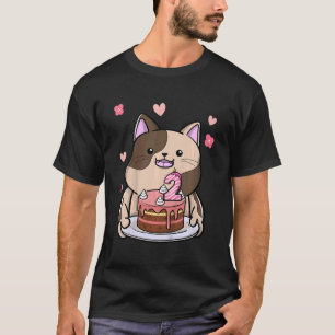 Barn Knubbig Katt som födelsedag 2 år B T Shirt