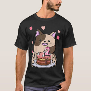 Barn Knubbig Katt som födelsedag 2 år B T Shirt