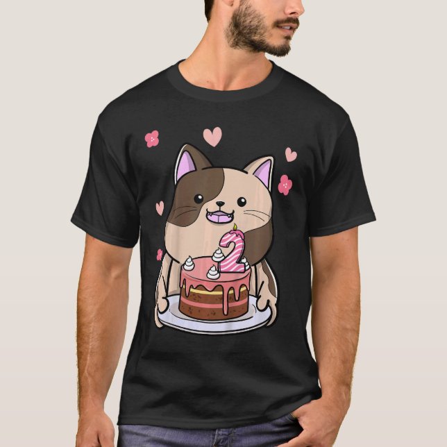 Barn Knubbig Katt som födelsedag 2 år B T Shirt (Framsida)