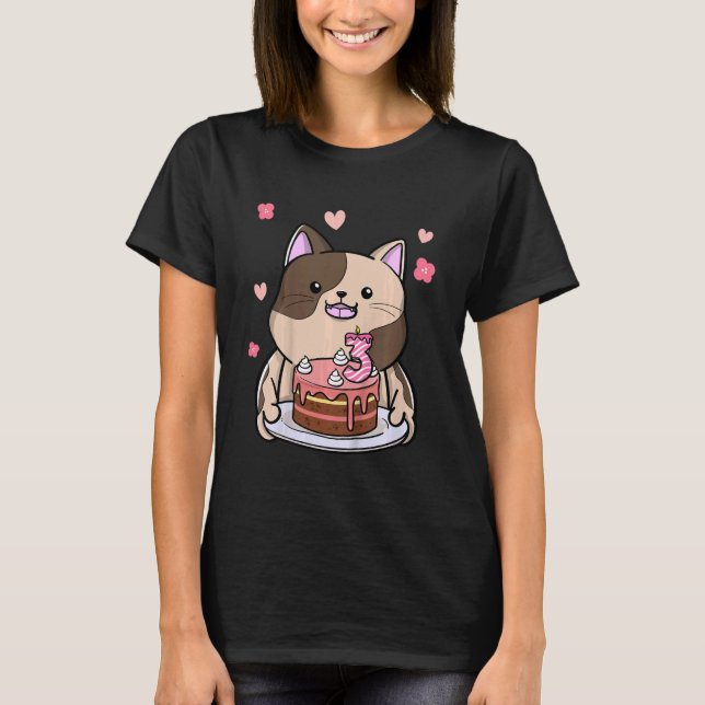 Barn Knubbig Katt som födelsedag 3 år B T Shirt (Framsida)