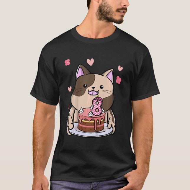 Barn Knubbig Katt som födelsedag 8 år B T Shirt (Framsida)