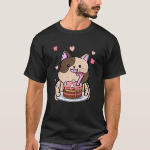 Barn Knubbig Katt som födelsedag i 7:e år B T Shirt