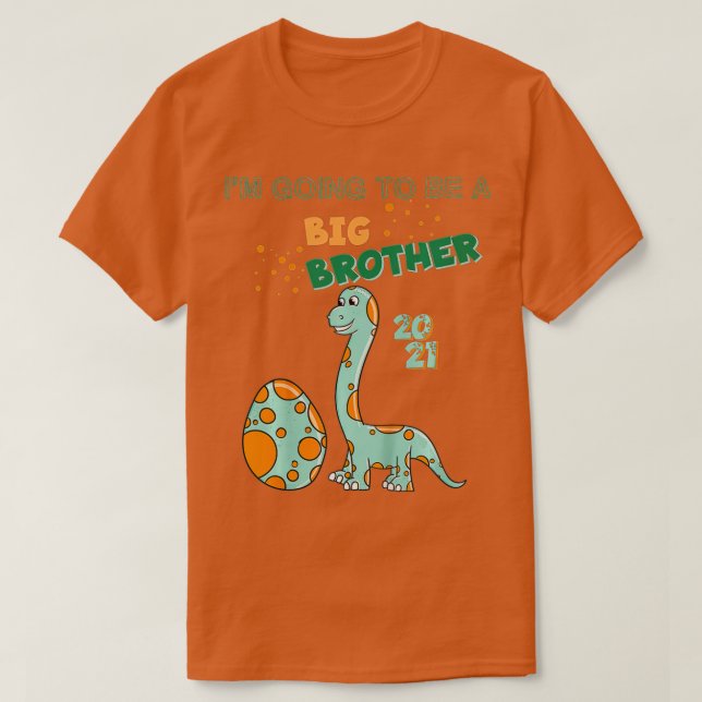 Barn kommer att bli storebror 2021 Dinosaur T Shirt (Design framsida)