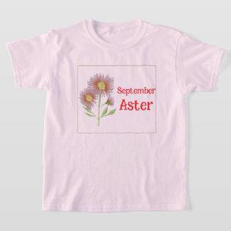 Barn Konst Aster Blomma September Födelsedag T Shirt