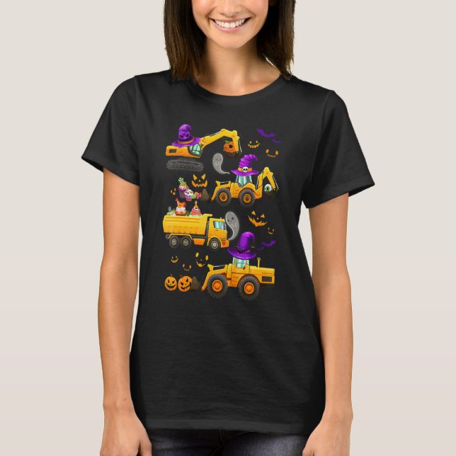 Barn Konstruktion Fordon Halloween Kran Lastbil Pu T Shirt (Framsida)