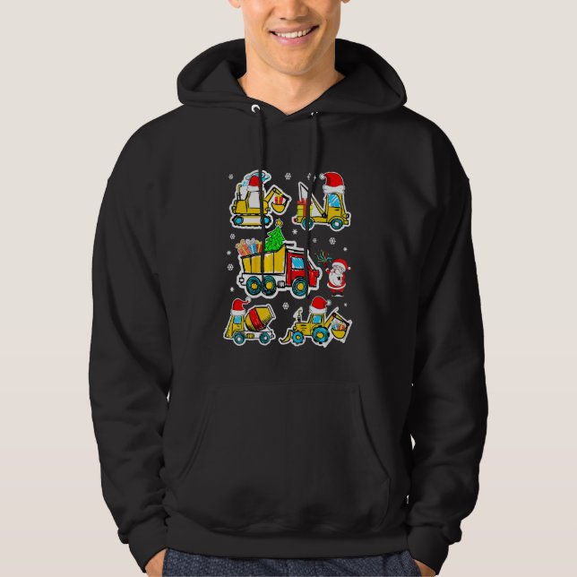 Barn Konstruktion Fordon Jul Kran Lastbil Sa Hoodie (Framsida)
