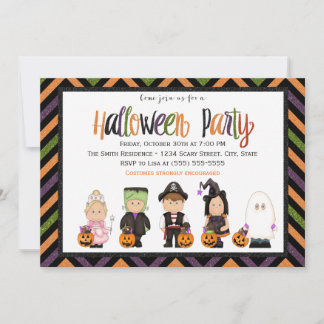 Barn kostym Halloween fest inbjudan