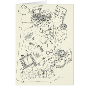 Barn Kreativ  Funny Family Line Teckning Hälsningskort