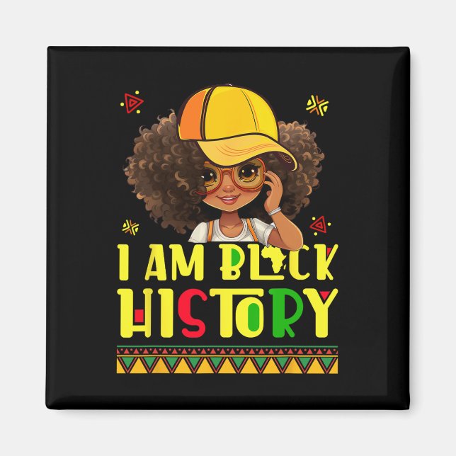 Barn Kvinnor Jag är Black History Tröja Svart Hist Magnet (Framsidan)
