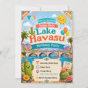 Barn Lake Havasu Födelsedagsinbjudan Inbjudningar