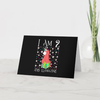 Barn Lama 2 År Gammal Rosa Lama 2-årsdag Kort