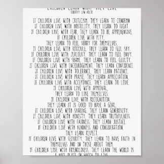 Barn lär sig vad de lever #minimalism poster