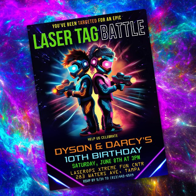 Barn Laser Tag Födelsedagsfest Inbjudningar (Skapare uppladdad)