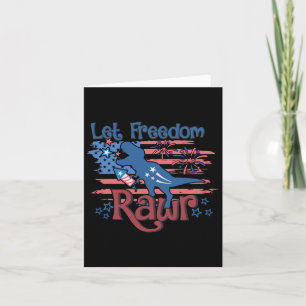 Barn Låt Frihet Rawr T-Rex Dinosaurie Usa Flagga 4 Kort