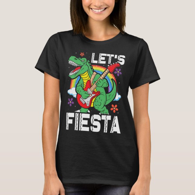 Barn Låt oss Fiesta Dino Trex Söt Småpojkar Cinco T Shirt (Framsida)