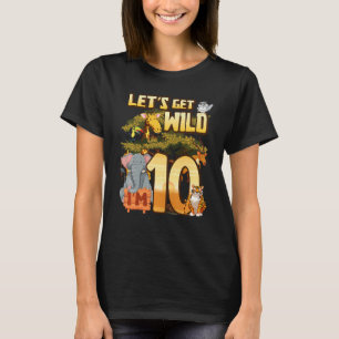 Barn Låt oss Vild att jag är 10 Safari Animal Zoo T Shirt