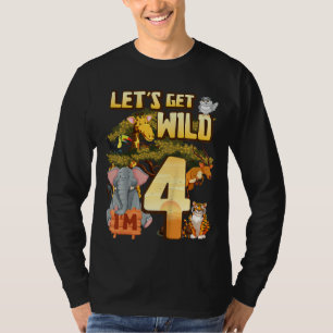 Barn Låt oss Vild I är 4 Safari Animal Zoo Animal. T Shirt