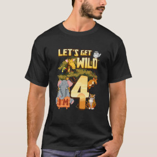 Barn Låt oss Vild I är 4 Safari Animal Zoo Animal. T Shirt