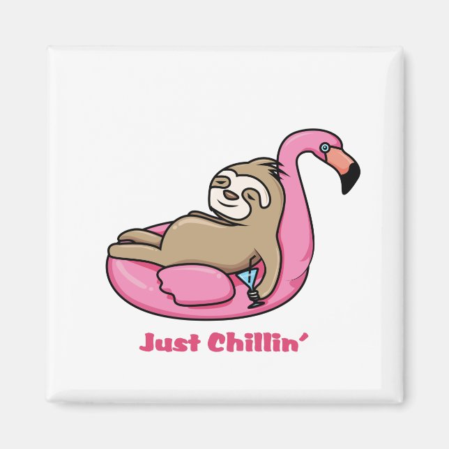 BARN' - Lazy Sloth & Rosa Flamingo Magnet (Framsidan)