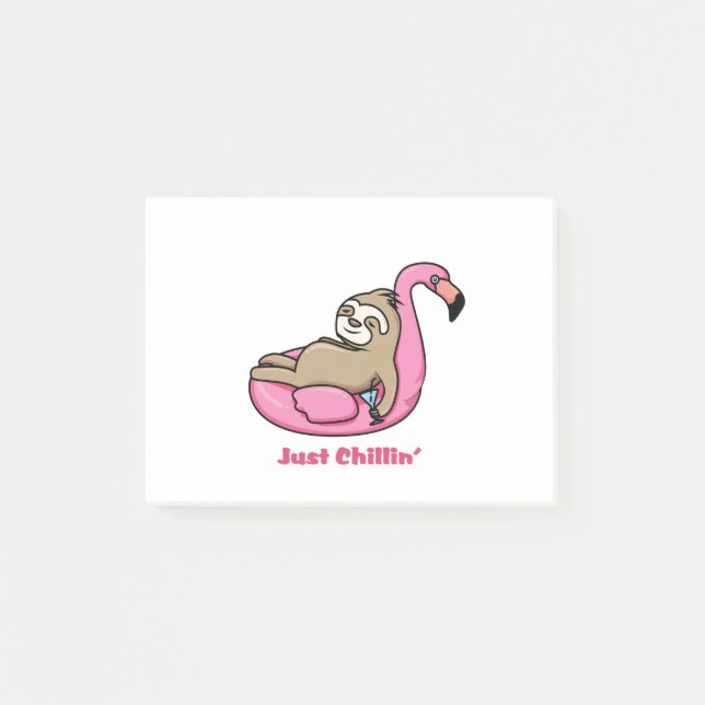 BARN" - Lazy Sloth & Rosa Flamingo Post-it Block (Framsida)