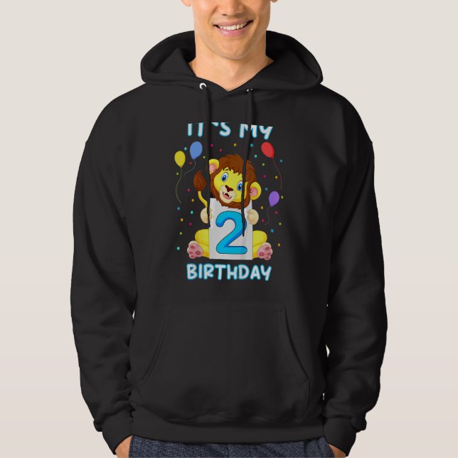 Barn Lejon 2:a födelsedag Hoodie (Framsida)