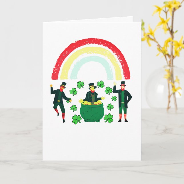 Barn Leprechaun Guld Regnbåge St Patrick's Day Kort (Gul blomma)