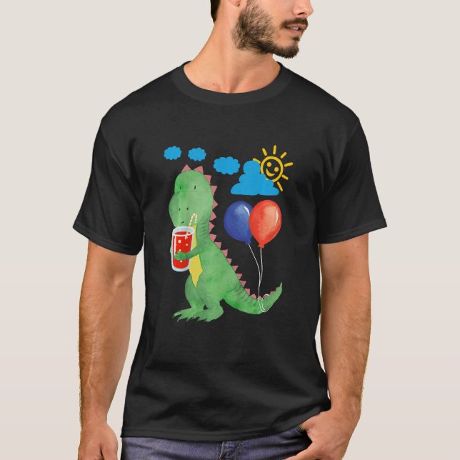 Barn Lilla söt dinosaur med refretiondryck av T Shirt (Framsida)