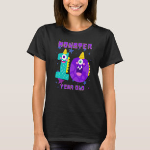 Barn, liten monster 10 år gammal Lycklig 10:e föde T Shirt