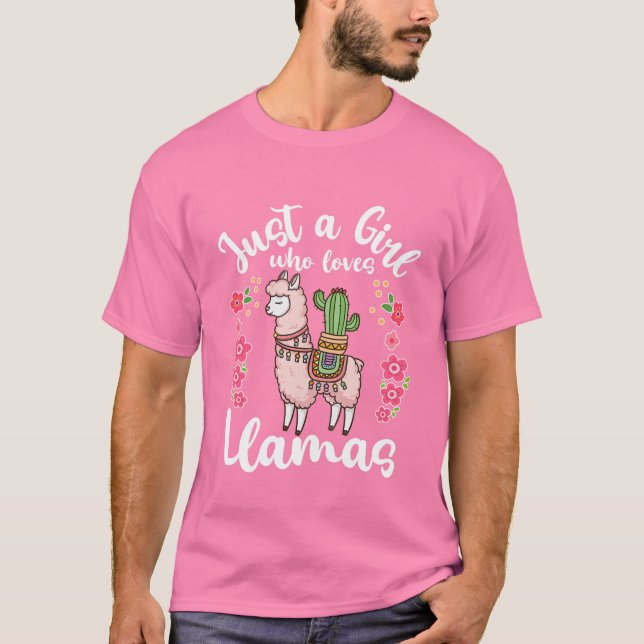 Barn Llama är bara en flicka som Kärlek Llamas T Shirt (Framsida)