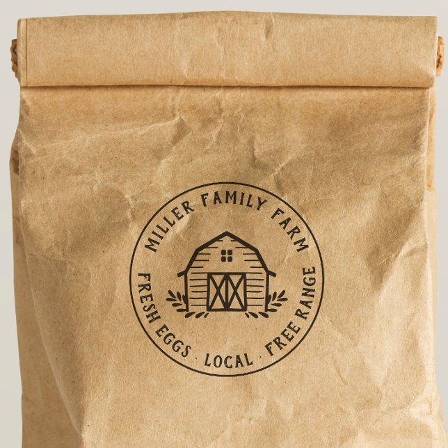 Barn Logotyp Family Farm Anpassningsbar Round Chic Stämpel (Rubber Stamp Mock-up)
