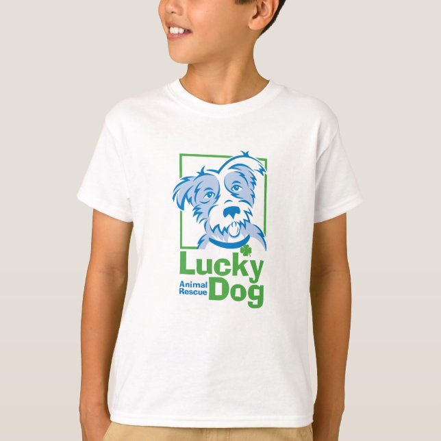 Barn Lucky Hund T-Shirt (Framsida)