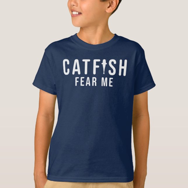Barn Lustigt fiske Fartygsfisk fruktar mig T Shirt (Framsida)