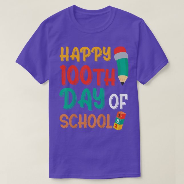 Barn Lycklig 100 skoldag 100 dagar Kindergart T Shirt (Design framsida)