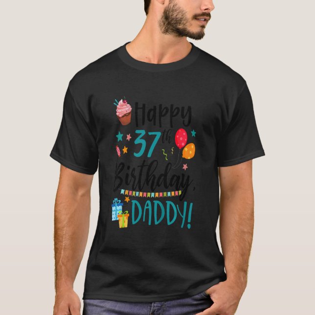 Barn Lycklig 37:e födelsedag pappa Bday Son Dotter T Shirt (Framsida)